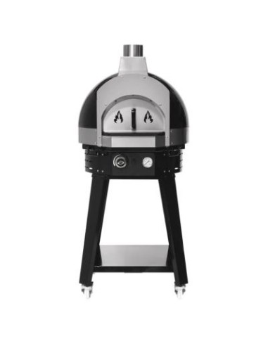Four à pizza à gaz noir avec support - chambre Ø 700 mm - 1