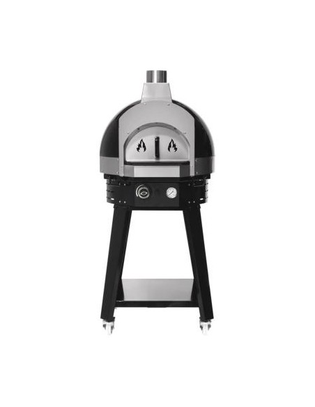 Four à pizza à gaz noir avec support - chambre Ø 700 mm - 1