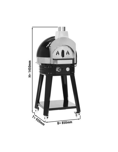 Four à pizza à gaz noir avec support - chambre Ø 700 mm - 2