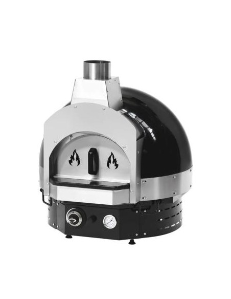 Four à pizza à gaz noir avec support - chambre Ø 700 mm - 3