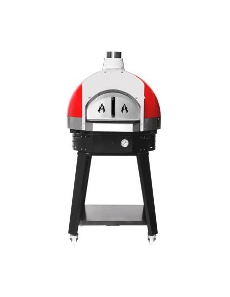 Four à pizza à bois rouge avec support - Ø 700 mm - 1