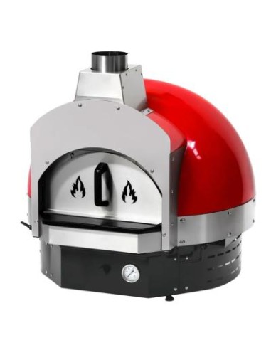 Four à pizza à bois rouge avec support - Ø 700 mm - 3