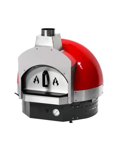 Four à pizza à bois rouge avec support - Ø 700 mm - 3