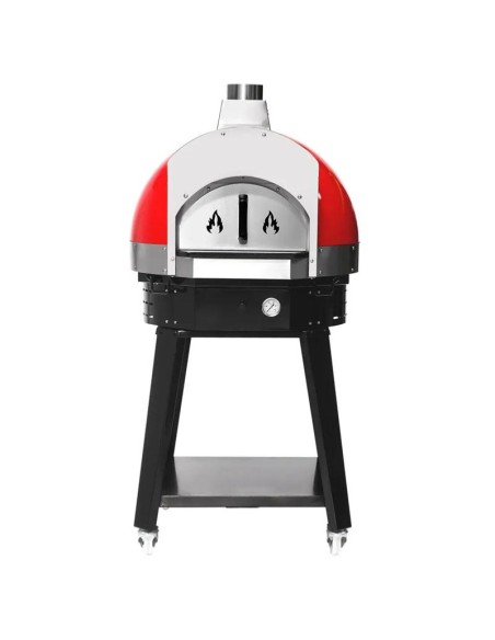 Four à pizza à bois rouge avec support - Ø 600 mm - 1