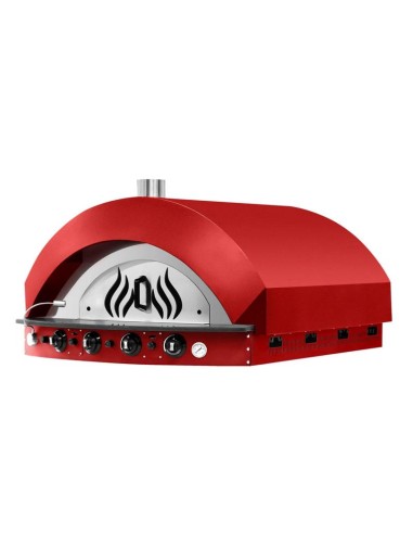 Four à pizza à gaz manuel rouge chambre L950 mm - 11 pizzas Ø 25 cm - 1