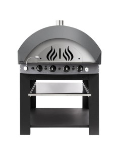 Four à pizza à gaz grise sur support - chambre pour 11 pizzas Ø 25 cm - 1