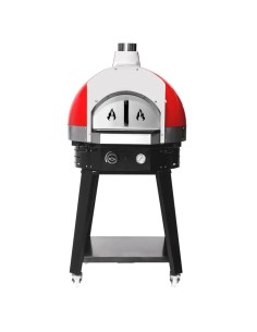 Four à pizza à gaz rouge avec support - chambre Ø 700 mm - 1
