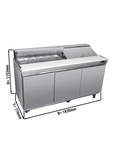 Saladette réfrigérée 3 portes avec 18 bacs GN 1/6 - 623 L - 3