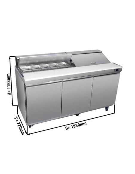 Saladette réfrigérée 3 portes avec 18 bacs GN 1/6 - 623 L - 3