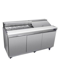 Saladette réfrigérée 3 portes avec 18 bacs GN 1/6 - 623 L - 1