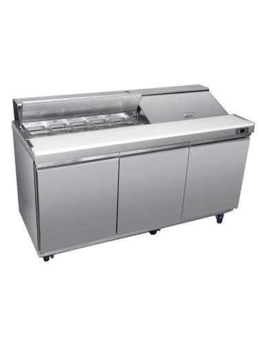 Saladette réfrigérée 3 portes avec 18 bacs GN 1/6 - 623 L - 1