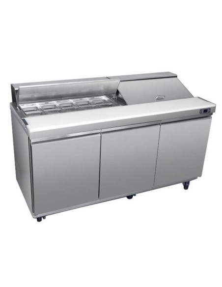 Saladette réfrigérée 3 portes avec 18 bacs GN 1/6 - 623 L - 1