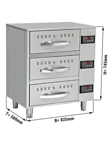 Meuble chauffant avec 3 tiroirs GN 1/1 - L 825 mm - 2