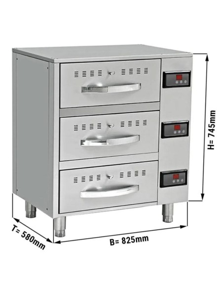 Meuble chauffant avec 3 tiroirs GN 1/1 - L 825 mm - 2