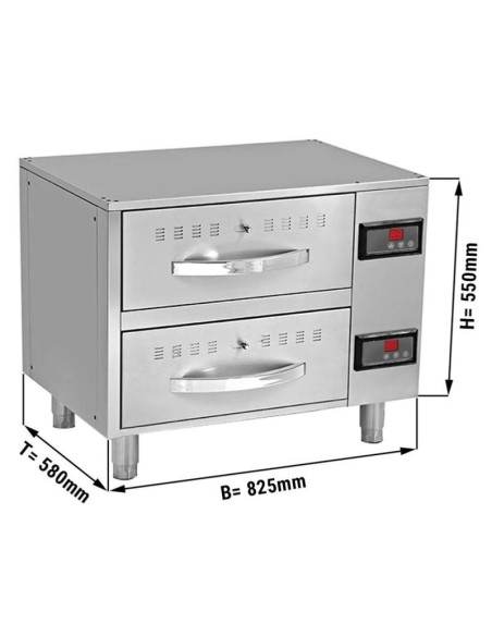 Meuble chauffant avec 2 tiroirs GN 1/1 - L 825 mm - 2