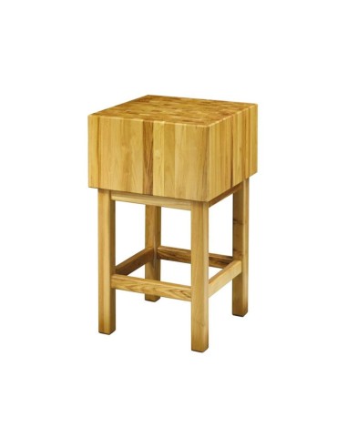 Table inox de travail en bois d'acacia - Profondeur 500 mm - 1