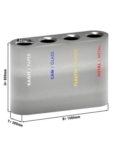 Poubelle de tri des déchets à 4 compartiments - inox - 2