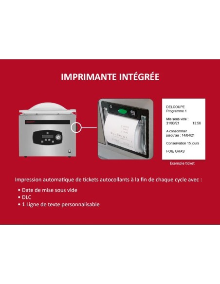 Imprimante machine sous-vide Delcoupe