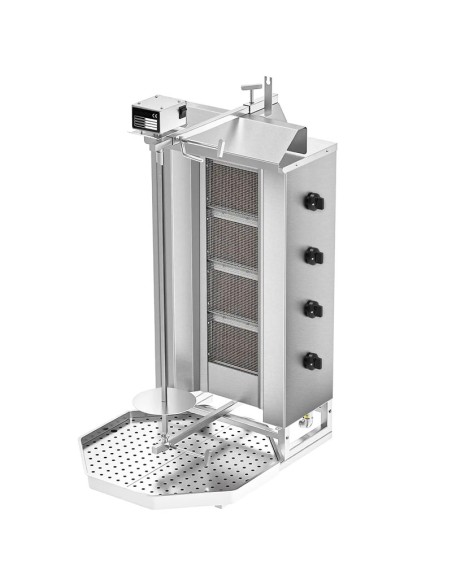 Grill Doner kebab gaz 4 bruleurs max 60 kg avec tole de protection moteur en haut