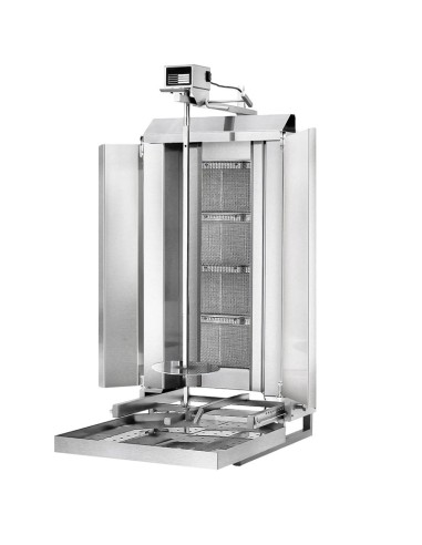 grill doner kebab gaz 4 bruleurs mobile avec tole et moteur haut
