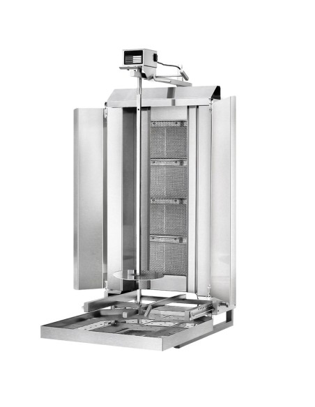 grill doner kebab gaz 4 bruleurs mobile avec tole et moteur haut