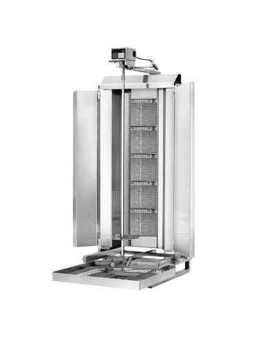 Grill Döner kebab gaz 5 brûleurs max 80 kg mobile avec tôle de protection