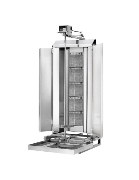 Grill Döner kebab gaz 5 brûleurs max 80 kg mobile avec tôle de protection