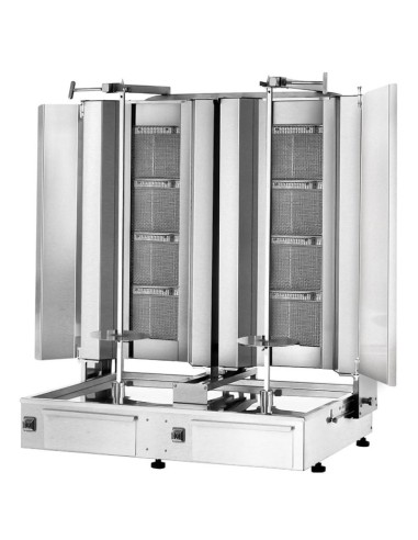 grill doner kebab gaz double 8 bruleurs avec tole de protection