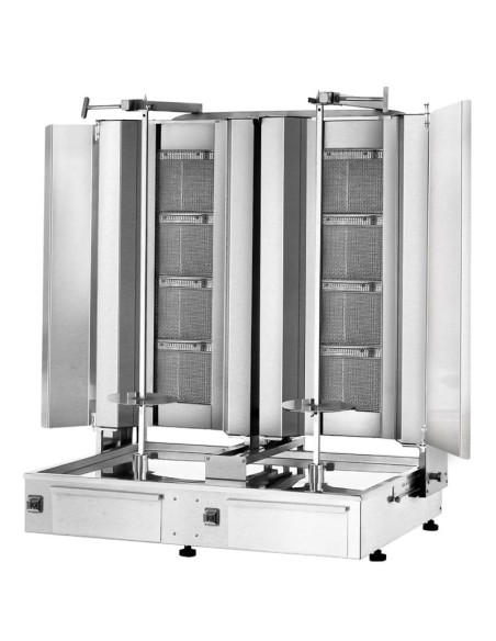 grill doner kebab gaz double 8 bruleurs avec tole de protection