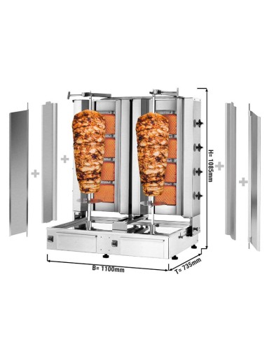 dimensions grill doner kebab gaz double 8 bruleurs avec tole de protection