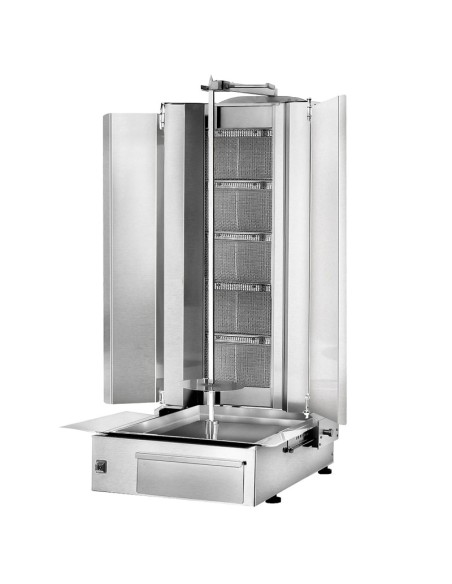 grill doner kebab gaz 5 bruleurs max 80 kg tole de protection et moteur en bas