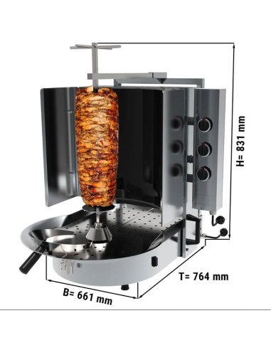 grill doner kebab gaz 6 bruleurs avec verre robax et moteur bas