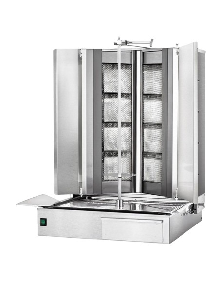 Grill Döner kebab gaz forme en V 2x4 brûleurs max 100 kg moteur en bas