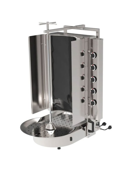 Grill Döner kebab gaz 10 brûleurs max 90 kg avec verre Robax moteur en bas