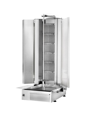 Grill Döner kebab gaz 6 brûleurs max 100 kg avec tôle de protection moteur en bas