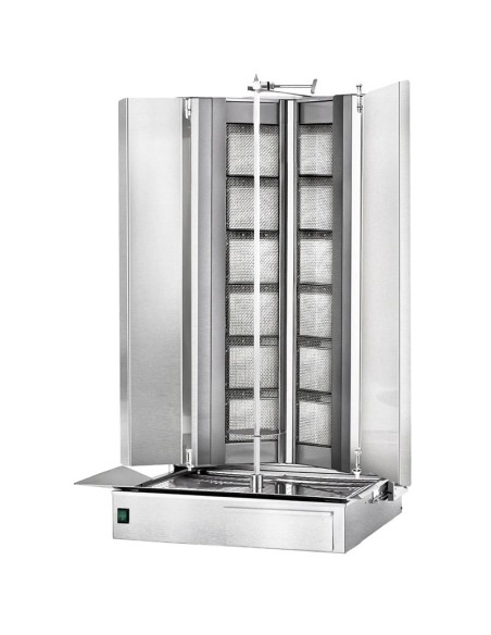 Grill Döner kebab gaz forme en V 2x6 brûleurs max 150 kg - moteur en bas