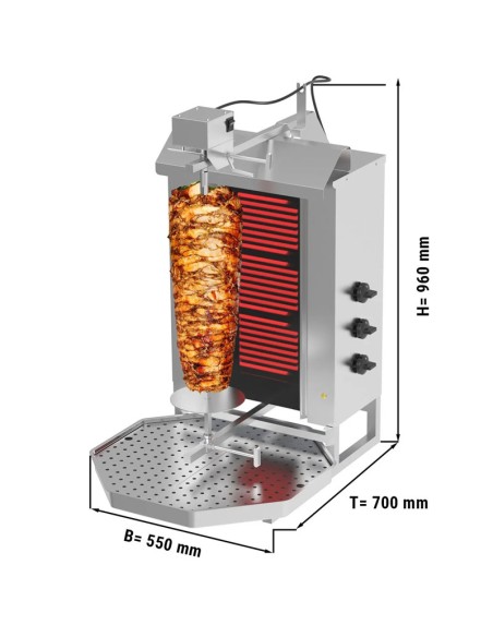 Grill Döner kebab électrique 3 brûleurs moteur en haut 1
