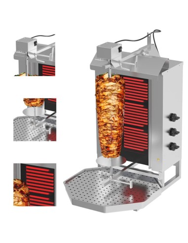 Grill Döner kebab électrique 3 brûleurs moteur en haut 2