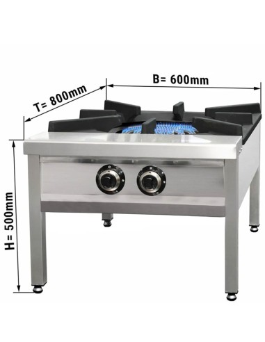 dimensions du réchaud à gaz avec 2 brûleurs 27 kW