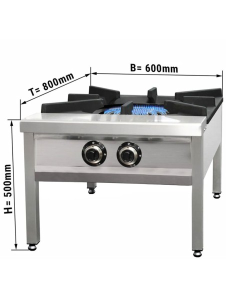 dimensions du réchaud à gaz avec 2 brûleurs 27 kW