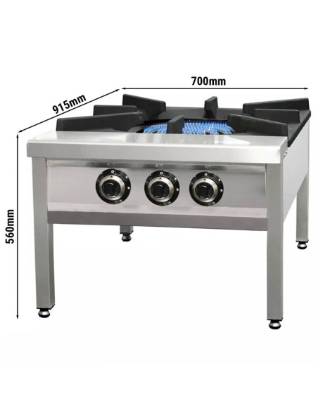 dimensions réchaud à gaz avec 3 brûleurs - 31 kW