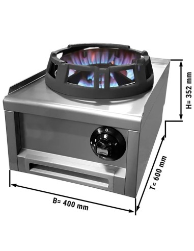 dimensions wok à gaz avec 1 brûleur Ø 285 mm 12 kW