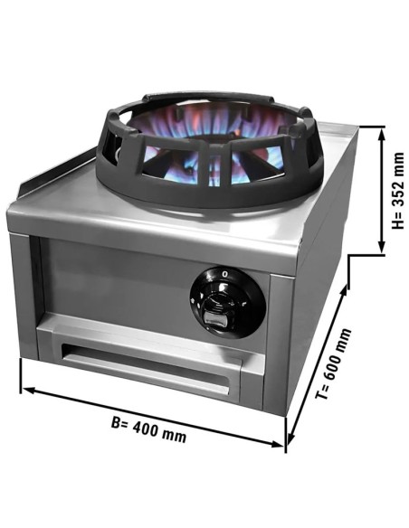 dimensions wok à gaz avec 1 brûleur Ø 285 mm 12 kW