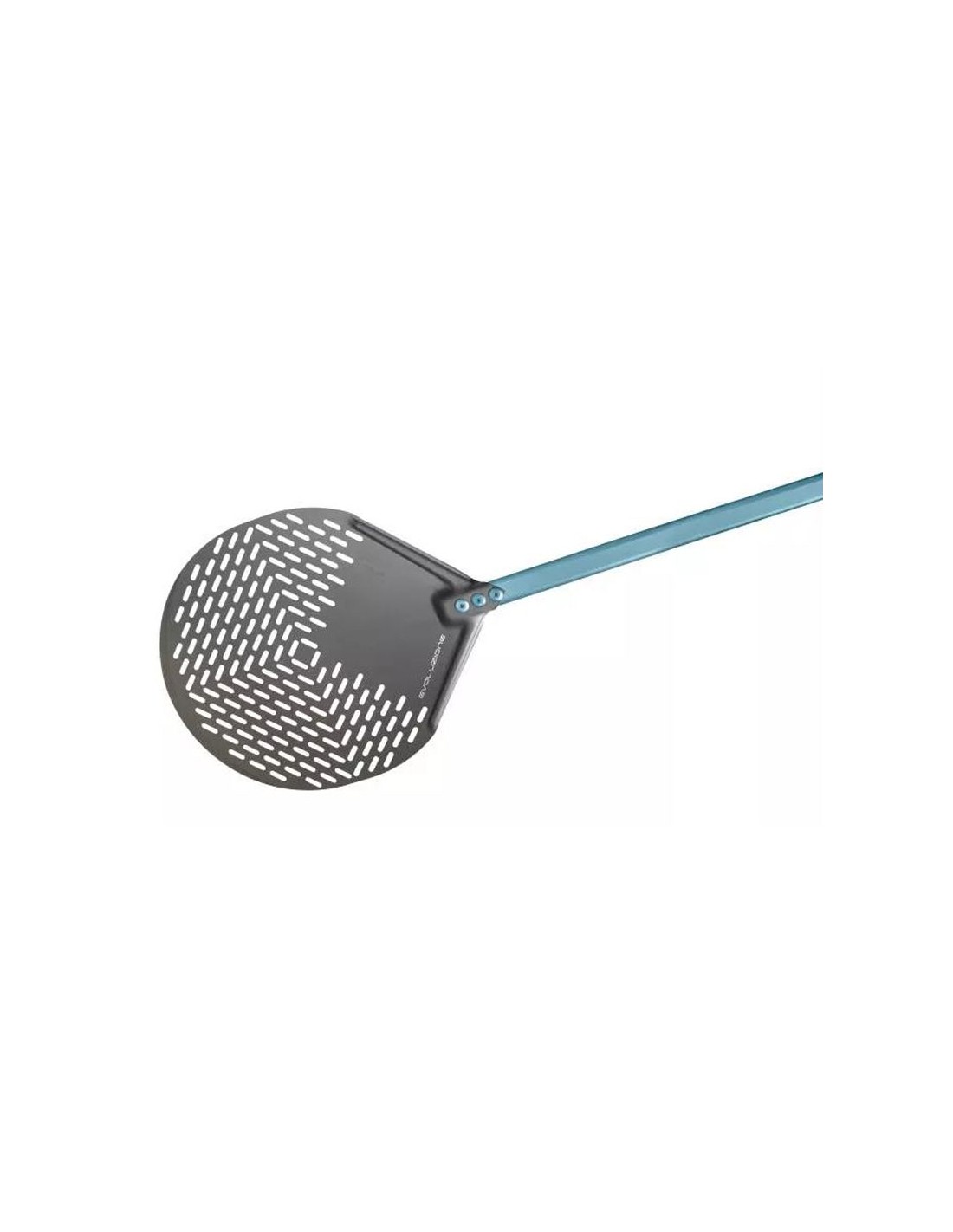 Pelle à Pizza Perforée Gi.Metal Bleue 33x33cm - Manche 183cm Aluminium Anodisé Italie