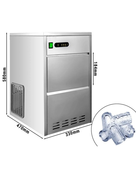 dimensions machine à glaçons cylindriques creux 24  kg par 24h