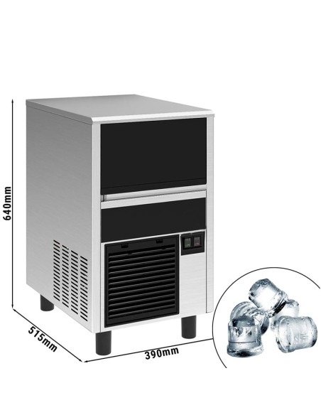 dimensions machine à glaçons cylindriques creux 27 kg par 24h