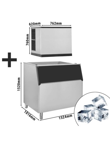 Machine à glaçons cubiques pleins 405 kg/24h avec bac à glaçons de 400 kg 2