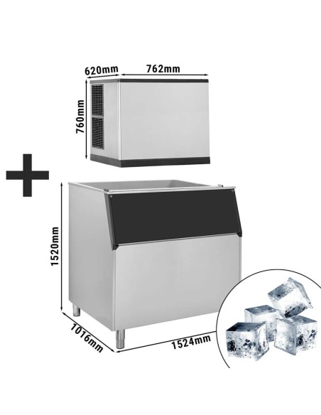Machine à glaçons cubiques pleins 405 kg/24h avec bac à glaçons de 400 kg 2