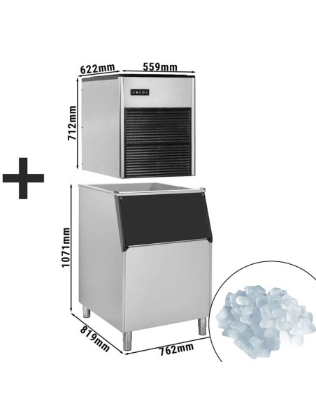 Machine à glaçons Nugget Ice 335 kg/24h avec bac à glaçons de 225 kg