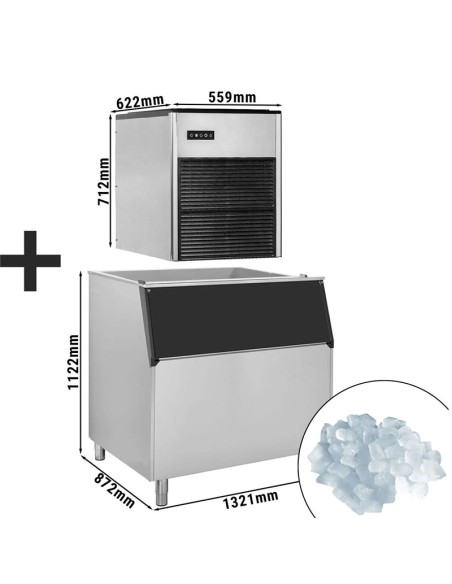 dimensions machine à glaçons Nugget Ice 335 kg/24h avec bac à glaçons de 480 kg